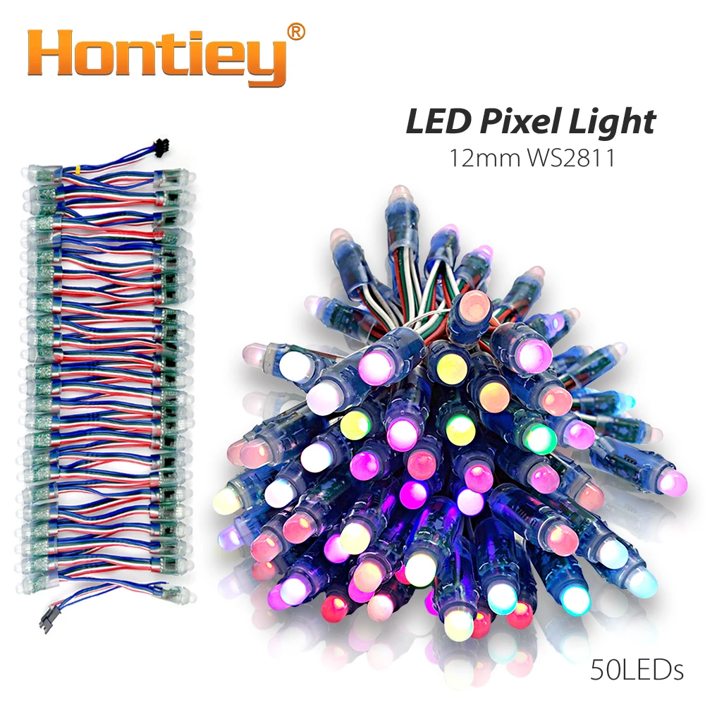 

50pcs Hontiey LED Pixel Strip Light Module 12mm WS2811 IC Full Color RGB DC 5V Digital Christmas holiday Lighting String Decor