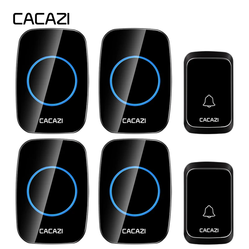 

CACAZI Home Waterproof Wireless Doorbell LED Light Battery Button Cordless 300M Remote Calling Bell US EU Plug 58 Chime 4 Volume