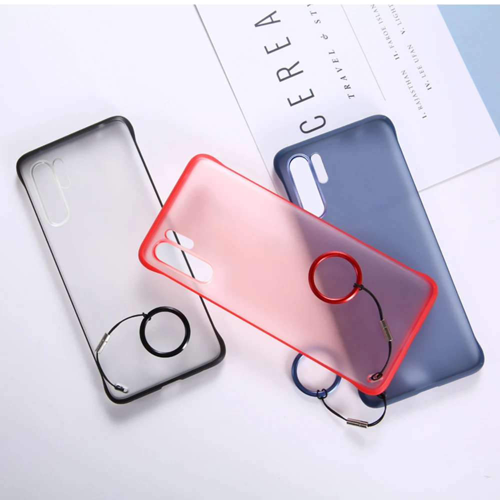 Clear Frameless Case For Huawei P30 P20 Honor 20 Pro Mate 10 View Slim Hard Matte Transparent Cover Ring Nova 5 Lite 10i P Smart