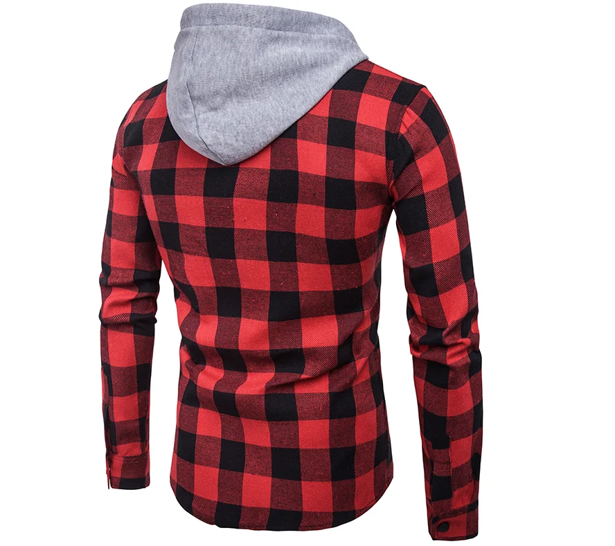 ZOGAA 2019 Men Fashion Hoodie Cotton Full Sleeve Hooded Plaid with Hat Man Casual Street Wear Chest Pocket Design Cowboy Hoodies