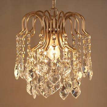 

American country loft personality retro crystal iron chandelier dining room bedroom lamp