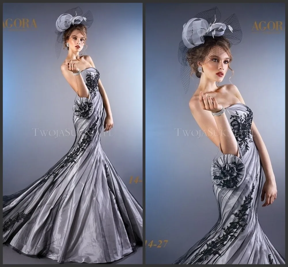 Abiti Da Sposa color Argento Taffettà Nero di Tulle Tromba Abito Da Sposa  In Pizzo AG1427|bridal gown|lace bridal gownswedding dresses silver -  AliExpress