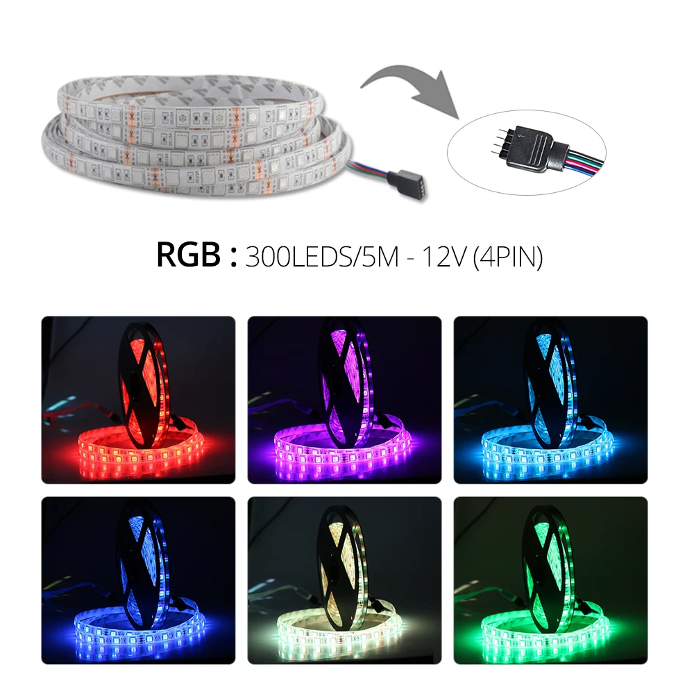 Foxanon 5050 RGB светодиодный светильник 12 В постоянного тока 60 Светодиодный/м rgb светодиодный s Лента Диодная лента 1 м 2 м 3 м 4 м 5 м с контроллером лампа для украшения дома