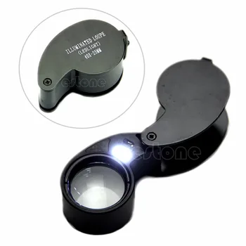 

JAVRICK Fashion 40x 25mm Glass Magnifying Magnifier Jeweler Eye Jewelry Loupe Loop Led Light