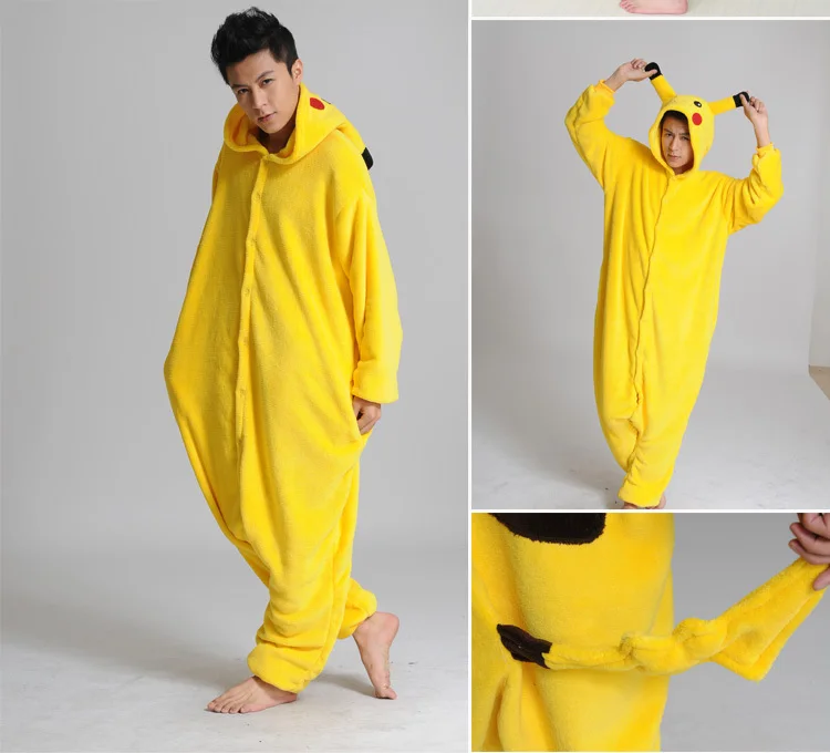 pocket monster pikachu onesies costume halloween women men adult animal cosplay pokemon pajamas pyjamas flannel sleepwear - Pikachu Halloween Costume Women pocket monster pikachu onesies costume halloween women men adult animal cosplay pokemon pajamas pyjamas flannel sleepwear - Pikachu Halloween Costume Women