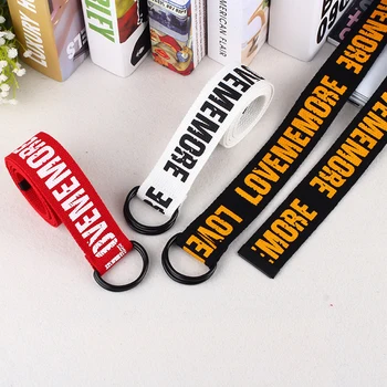 

Letter Printed D Ring Waist Belt Women Men Jeans Casual Students Double Buckle All Match Gifts Durable Fashion Canvas Cool Belts