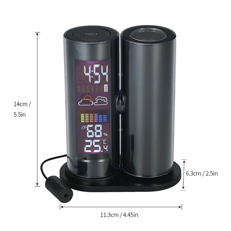 

LCD Projection Digital Thermometer Hygrometer 360 Degree Rotating Clock Bedside _WK