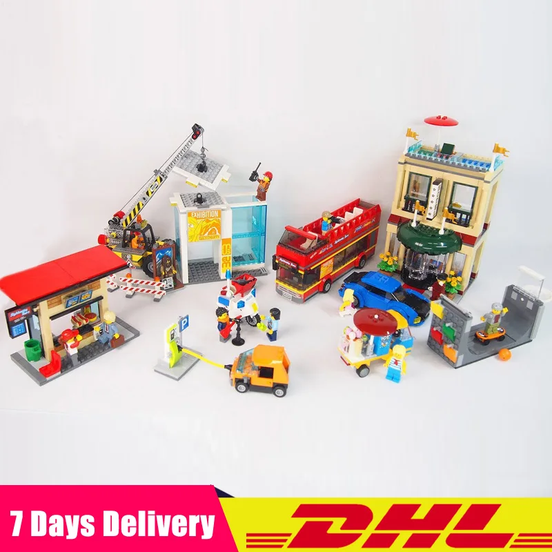 

Lepin 02114 Downtown Capital City Bus Car Kiosk Skate Ramp Sets Toy Building Blocks Bricks Toys Compatible Legoinglys 60200