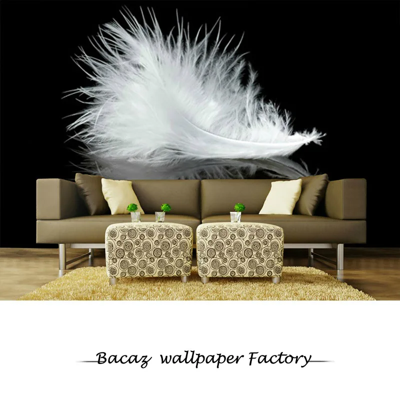 

Large 3D White Feather Wallpaper Murals for Sofa Background Living Room 3D Wall Sticker Wall covering 3d Photo Papel Murals