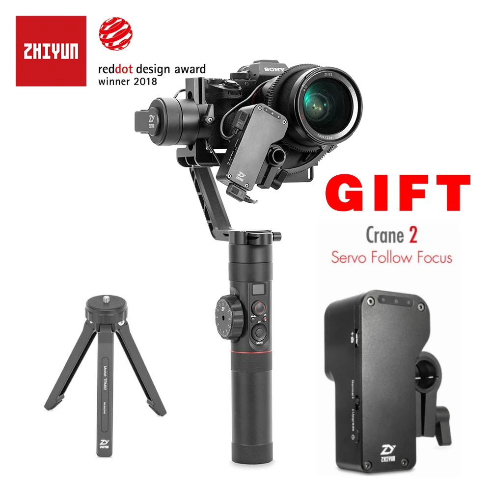 Zhiyun официальный кран 2 3-осевой Стабилизатор камеры для всех моделей DSLR беззеркальной камеры Canon 5D2/3/4 с сервофокусом