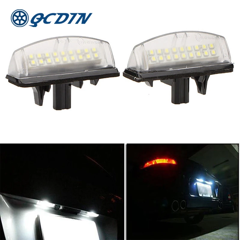 QCDIN 1 Pair 18 LEDs License Plate Lights Lamps Bulbs White 6500K For