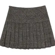 Стиль весенние туфли Высокая талия короткая юбка Юбки для женщин осень-зима Для женщин юбка плюс Размеры шерстяная плиссированная юбка Для женщин my027