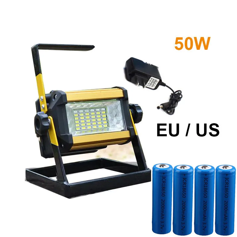 new high-power portable hand lamp LED flashlight 50W 3 mode LED warning lights for outdoor searchlight with 18650 chager
