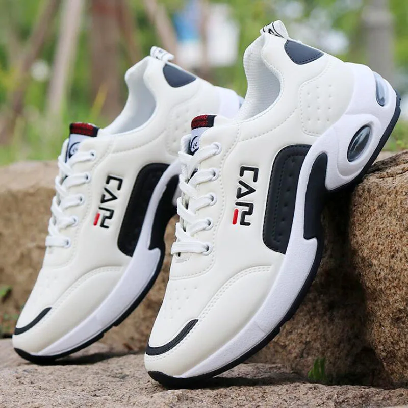 

Spring Men's Casual Shoes 2019 Shock Absorption Cushion Shoes Campus Wind Non-Slip Shoes Leather Stitching Men's Casual Shoes