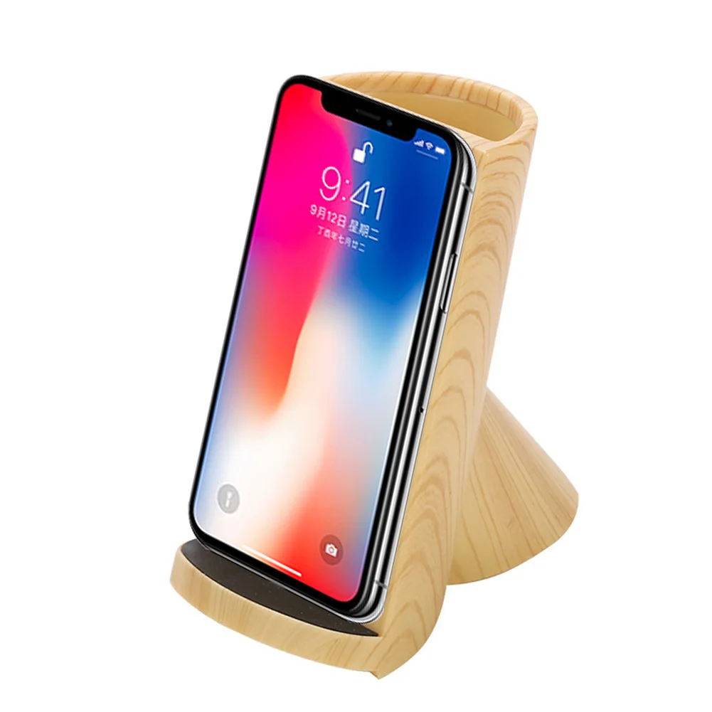 

3 in 1 Wood Grain Pen Design for iPhone Samsung xiaomi induction phone Wireless Fast Charger charging Pad Stand Holder station