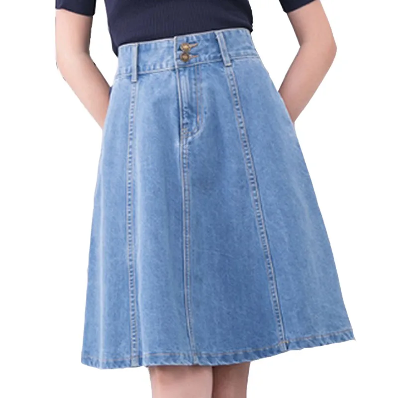 Summer Blue Denim Women's Skirt Casual Korean Jean High Waist Skirt ...