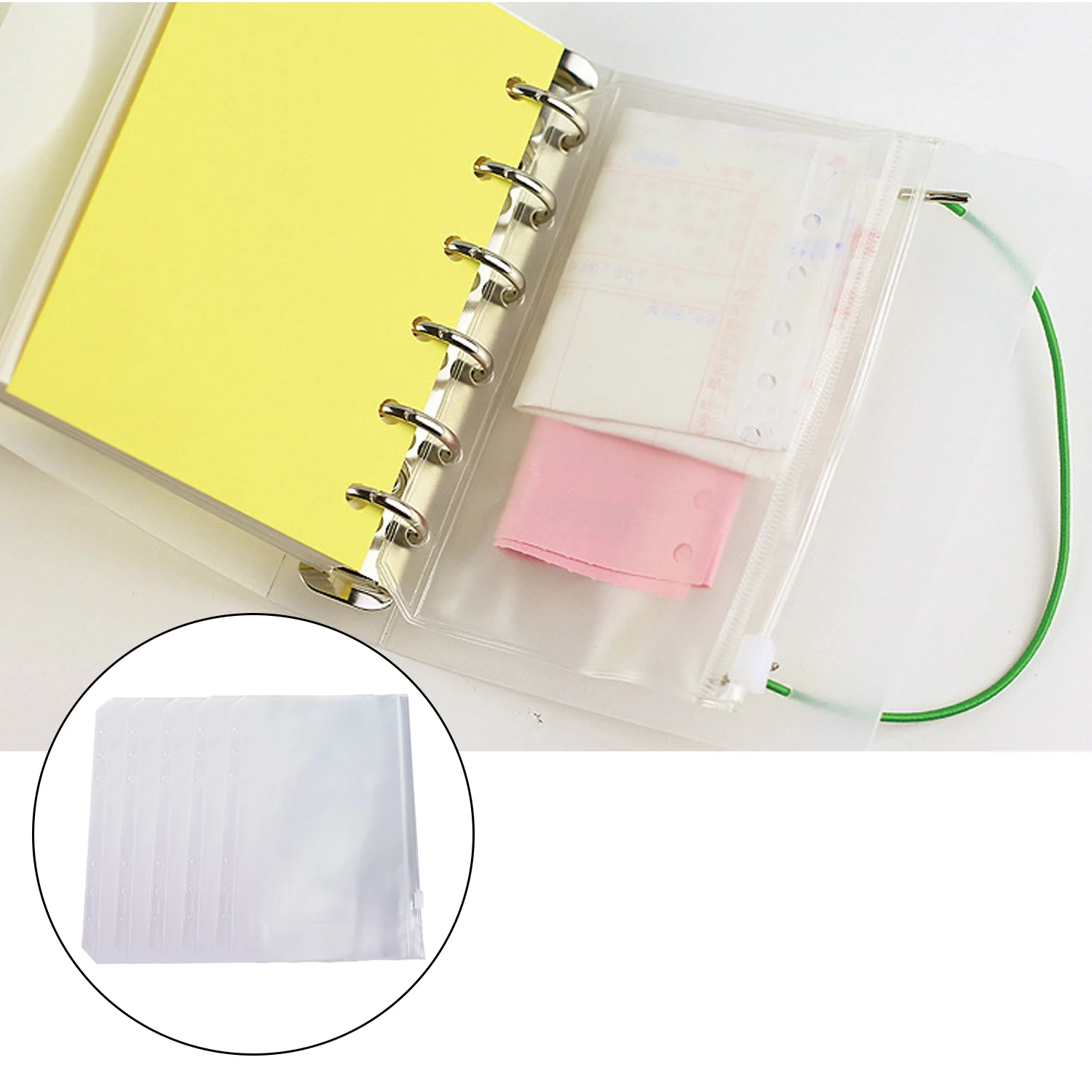 10pcs A7 PVC Pocket Sheet Card Binder Pages Sleeve Plastic Notebook Storage Bag