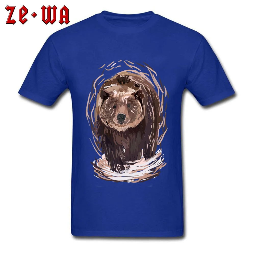 calm bears Classic Normal Top T-shirts Round Neck 100% Cotton Short Sleeve Tops Shirt for Men T Shirts April FOOL DAY calm bears blue
