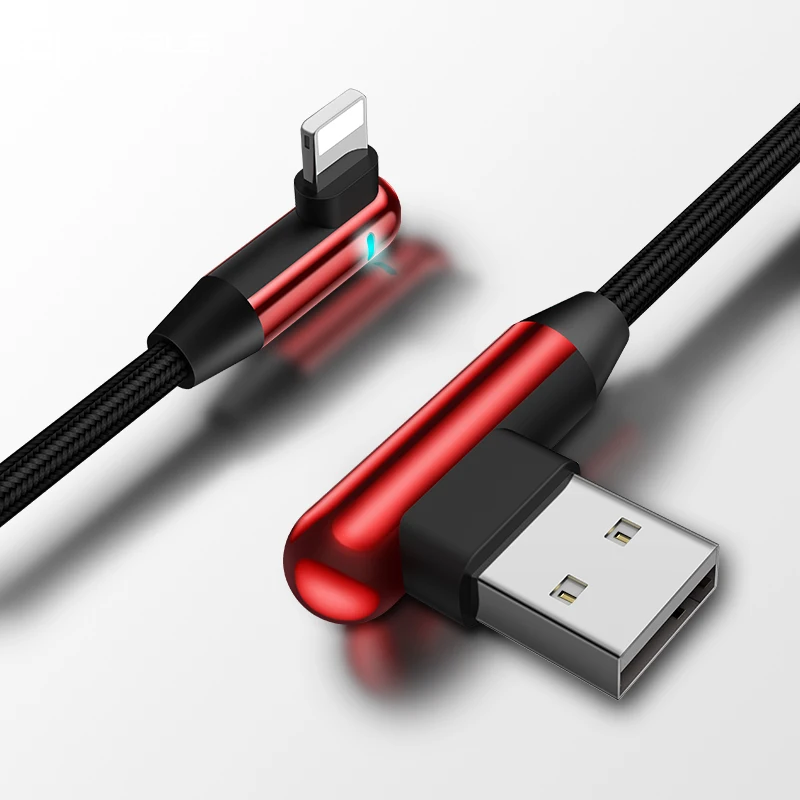 Cafele светодиодный usb-кабель для iPhone X, Xr, Xs, Max, игровой usb-кабель для мобильного телефона, для iPhone 6, 7, 8, нейлоновый Плетеный зарядный кабель - Цвет: Красный