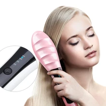 Мини быстрый выпрямитель для волос, расческа, щетка, Утюги, электрический прямой гребень для волос, 100-240 В, цифровой ЖК-дисплей