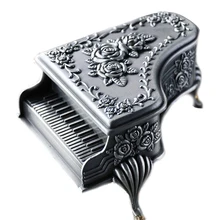 Piano Jewelry Box Round European Ring Boxes Princess Earring Bracelet Necklace Organizer Metal Polishing Curve Storage Box
