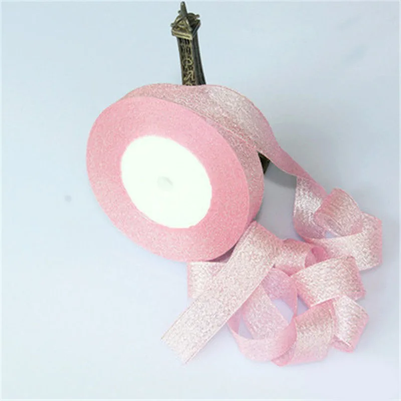 11 Colors 25 Yard Organza Ribbon 2cm Glitter Embroidered Ribbons For DIY Craft Wedding Cake Gift Box Packing Decoration Supplies