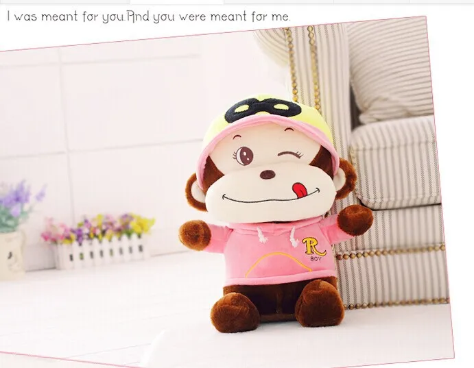 

13 inch lovely happy naughty monkey plush toy lovely monkey doll birthday gift w6160