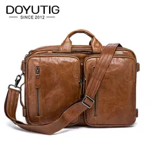 DOYUTIG Высокое качество кожаный мужской портфель кожаная сумка для ноутбука деловая мужская дорожная сумка Crazy Horse Tote Сумка через плечо G109
