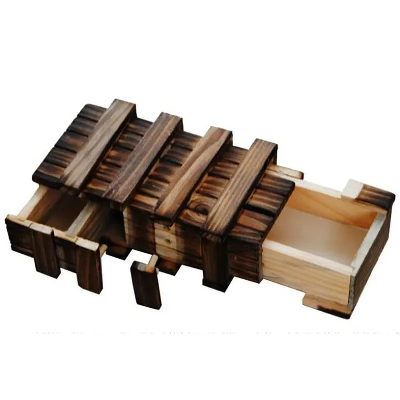 Vintage Wooden font b Toys b font for Children Puzzle Box with Secret Drawer Magic Compartment