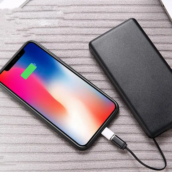 Ultra-thin Portable External Battery Charger Large Capacity Power Bank With Retractable Data Cable For Smartphone Tablet