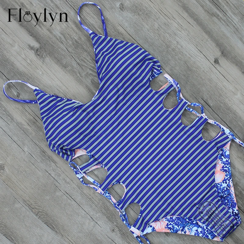 Floylyn бандаж цельный плавательный комплект сексуальный купальник для женщин Реверсивный Медузы печати боди Монокини летний купальный костюм