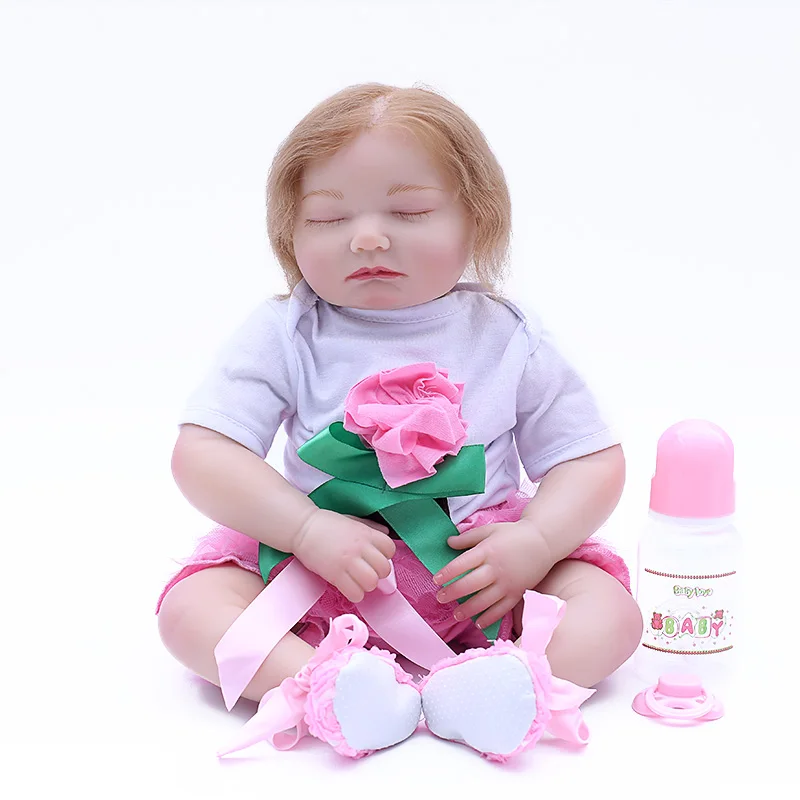 Hot sale 48cm cloth body lifelike toddler sleeping baby girl best kids brithday gift eyes can't open silicone reborn baby dolls Hot sale 48cm cloth body lifelike toddler sleeping baby girl best kids brithday gift eyes can't open silicone reborn baby dolls