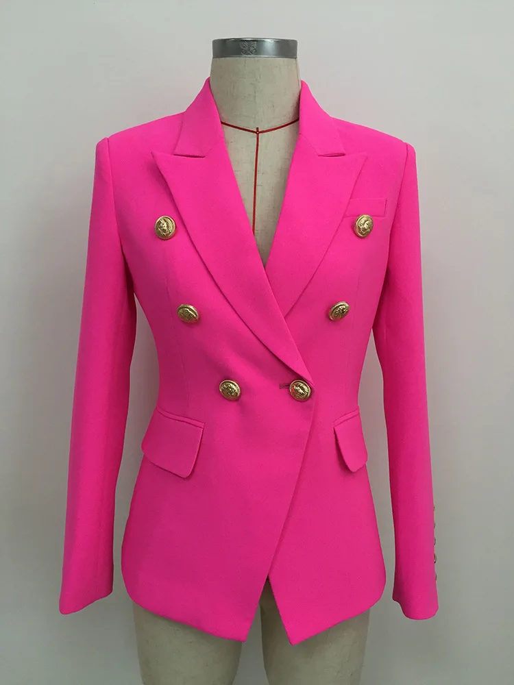 

2019 fashion new women's suit jacket metal buckle double-breasted double pocket suit phosphor
