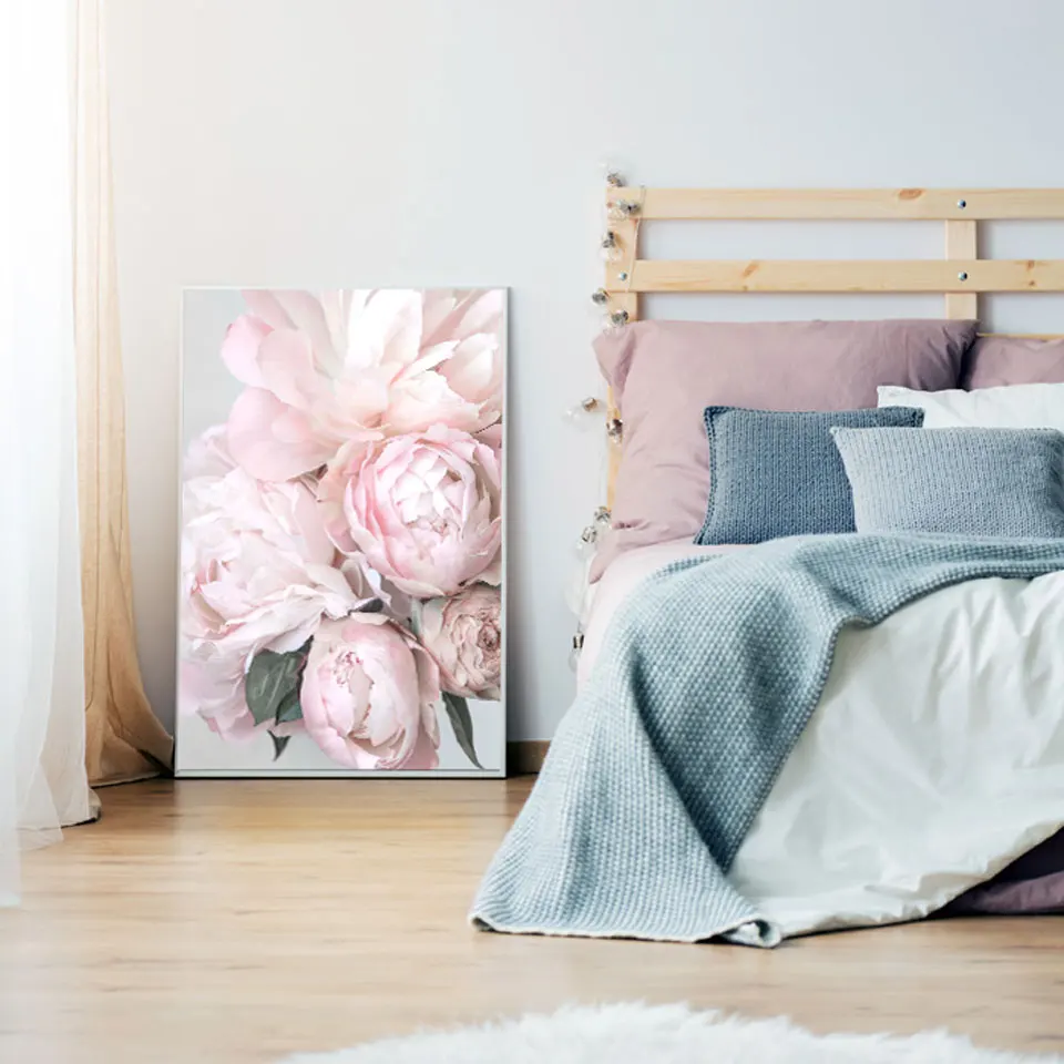 

Pink Rose Flower Wall Art Canvas Painting Nordic Poster Posters And Prints Wall Pictures For Living Room Home Decor Unframed