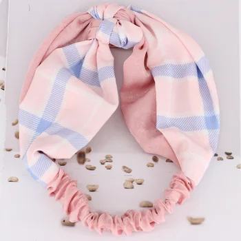 

2018 Sweet Plaid Cloth Patchwork Turbans Head Wrap for Girls Korean Hair Accessories Trendy Center Knotted Headbands for Women