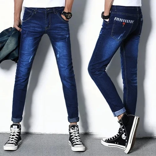 LEFT rom Брендовые мужские джинсы модные повседневные мужские джинсовые брюки обтягивающие брюки хлопковые классические прямые джинсы высокого Quality28-36 - Цвет: blue stripe