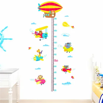 

Animals Plane Cartoon Height Stickers Children Room Decor PVC Wall Sticker