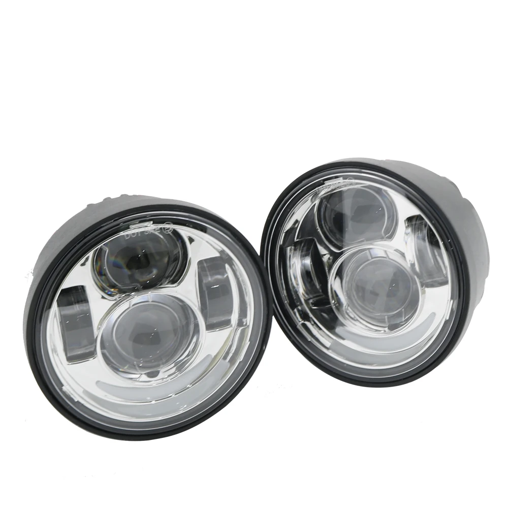 2PCS Black Chrome Motorcycle Headlight 4.65'' led Front Headlamps 5 INCH Fat Bob lights for Harley Fat Bob FXDF Headlights (23)