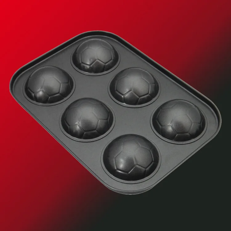 

HEARTMOVE NEW 6 Hole Aluminum cake mould Football Shape cake mould The oven pan Stainless steel cake baking tools 8085