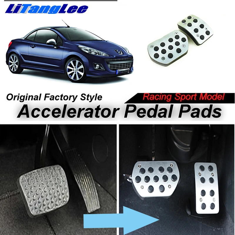 

LitangLee Car Accelerator Pedal Pad Cover Foot Throttle Pedal Cover Sport Racing Model For Peugeot 207 207CC AT 2016~2018