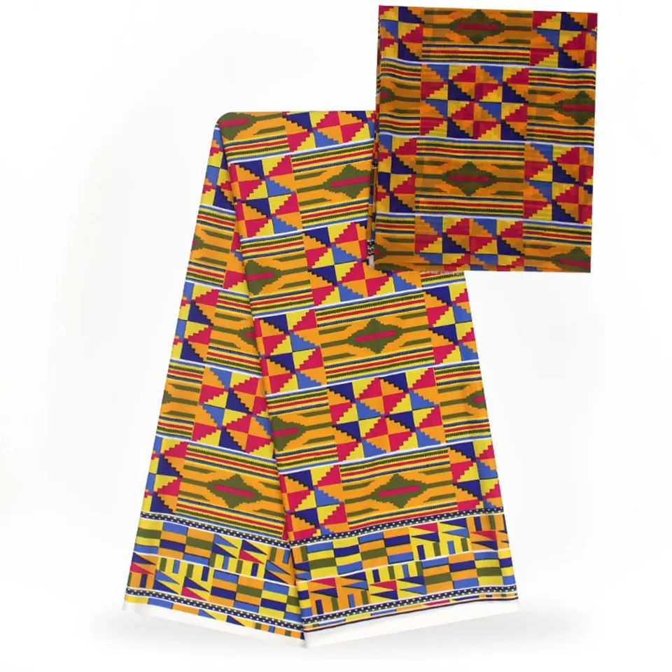 

2 Pcs Set 4 Yards African Ankara Prints Modell Material & 2 Yards Chiffon Ankara Chiffon Fabric YBXM-89