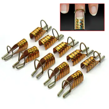 

10x Useful Golden Reusable Nail Art Tips Extension Guide Form Tools New Arrival
