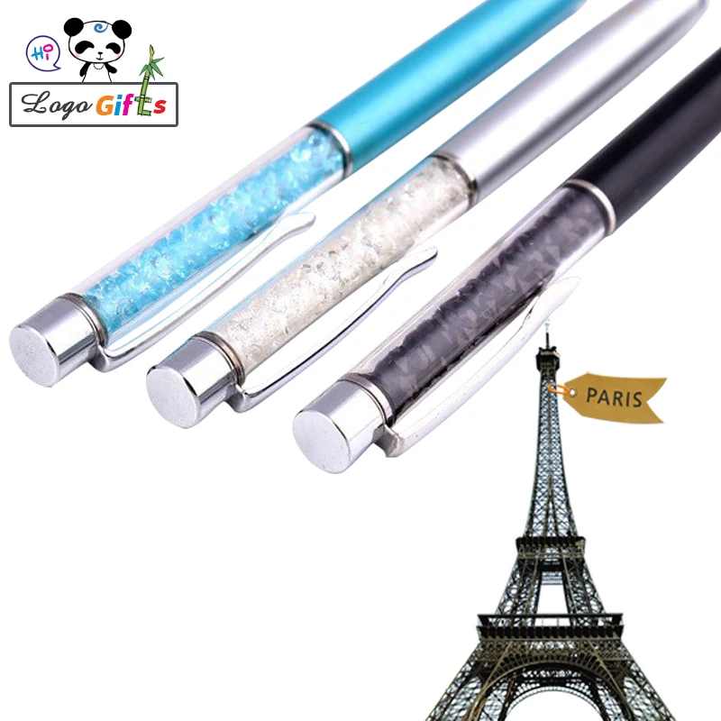 

Free Shipping 10pcs Bling Metal diamond ballpoint portable crystal gifts pens custom printed with your company logo/website FREE