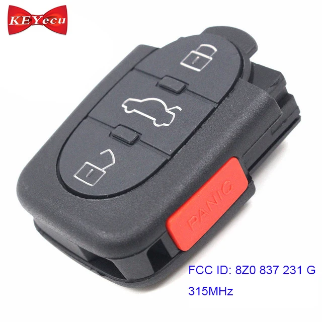 KEYECU for Audi A4 Keyless Entry New Remote Control Car Key Fob 3+1