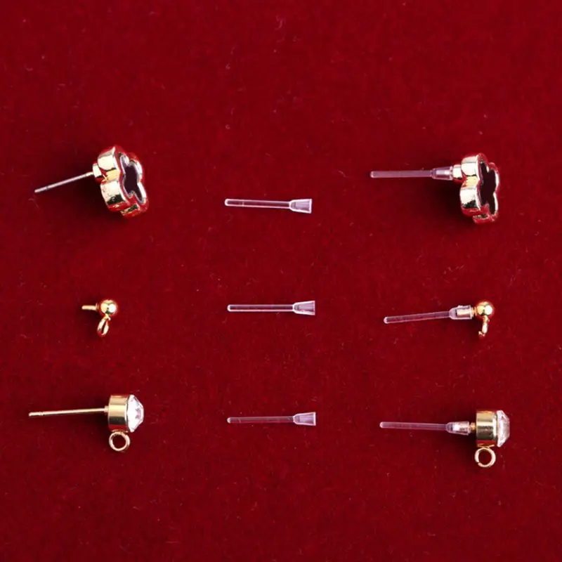 

100Pcs Allergy-Free Tube Resin Invisible Earring Pin Jewelry Making Pierced Ears