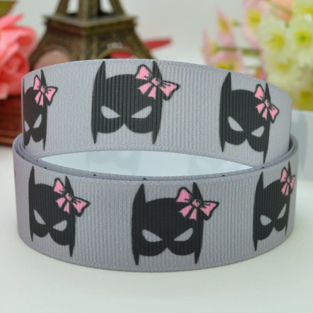 DUWES 7/8 &quot22 мм 2 5 10 50 ярдов Бэтмен маска в стиле Бэтгерл герой печатных grosgrain ленты