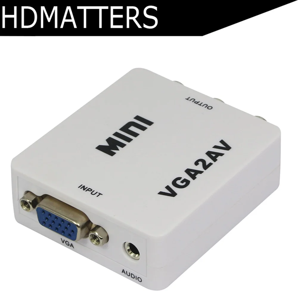 

AV converter VGA to RCA AV audio&video converter PC to TV converter with audio 3.5mm audio+VGA to composite CVBS