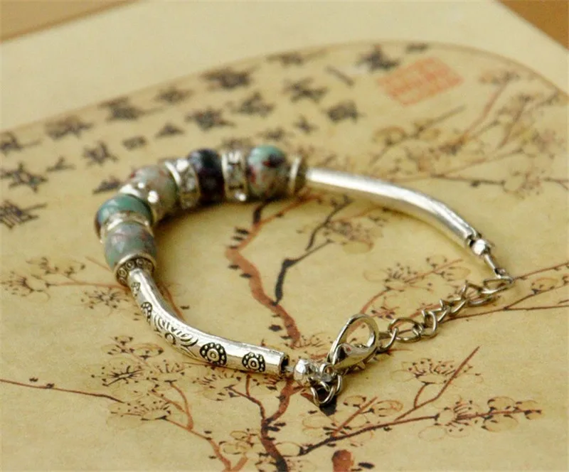 SEA MEW мода, стиль, металл керамические браслеты сделанные вручную фарфоровые бусины регулируемые браслеты для женщин подарок для девочек
