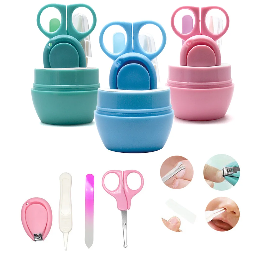 

4 Pcs Baby Manicure Set Plastic Stainless Steel Finger Toe Nail Clipper Scissor Cutter Kit Children Kids Nails Care Tool MSI-19