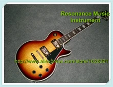 Wholesale & Retail Chinese Musical Instruments Vintage Sunburst Tiger Flame Finish 22 Frets LP Custom Electric Guitars